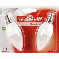 Outils De Bricolage|COGEX 2 ampoules led blanches C37 3W E14