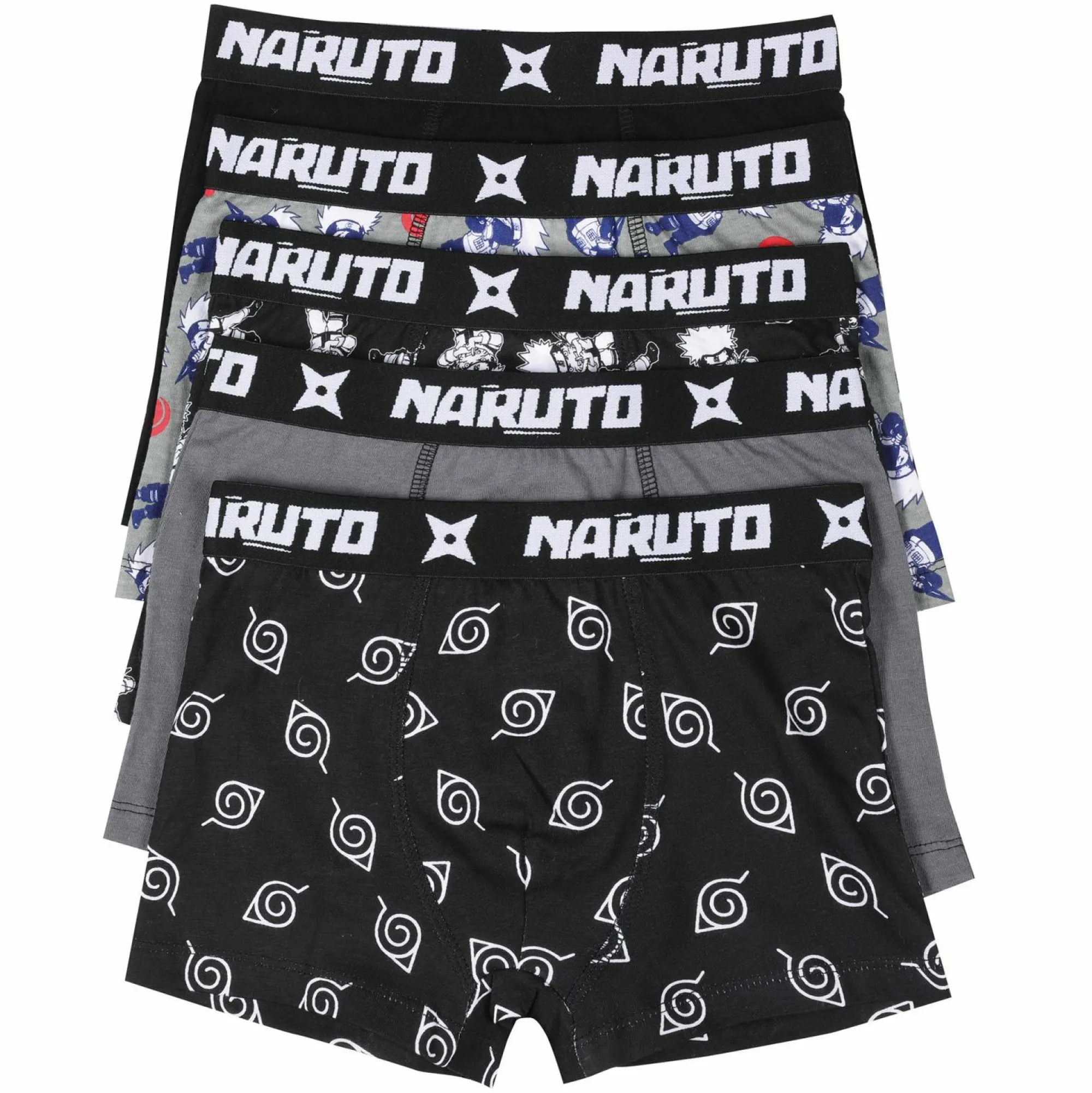 Sous-Vêtements Et Vêtements De Nuit|NARUTO 5 BOXERS COTON LICENCE BOITE Noir