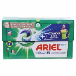 Entretien Du Linge|ARIEL 38 capsules de lessive tout en 1 active + odor defense