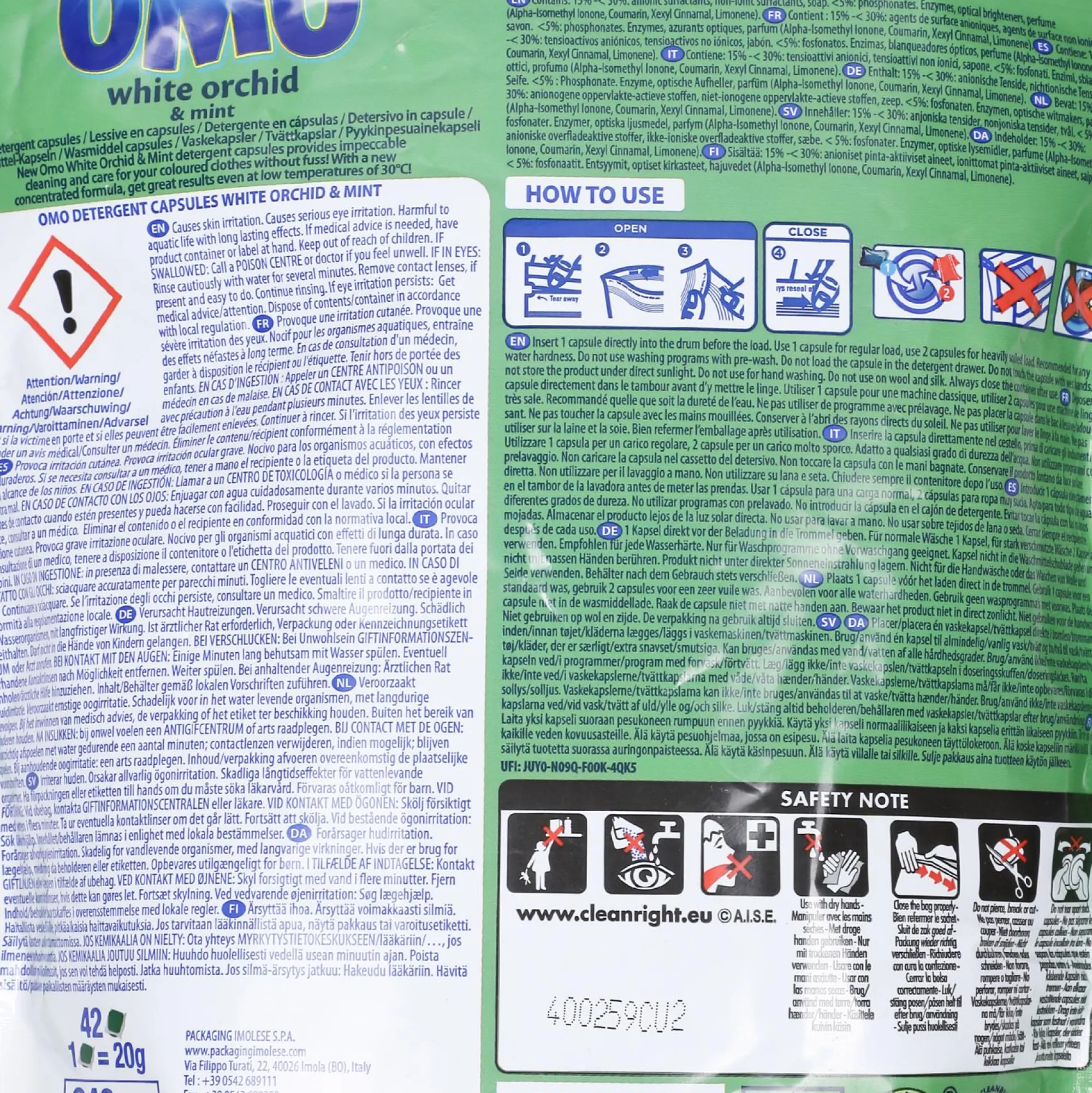 Entretien Du Linge|OMO 42 capsules lessive white orchid