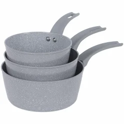 Cuisson Et Ustensiles|DELBO 3 casseroles 16-18-2 cm marbré gris