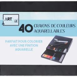 Loisirs Créatifs|ART&KIT 40 crayons de couleur aquarellables + 2 pinceaux à eau avec réservoir