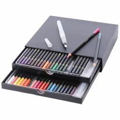 Loisirs Créatifs|ART&KIT 40 crayons de couleur aquarellables + 2 pinceaux à eau avec réservoir