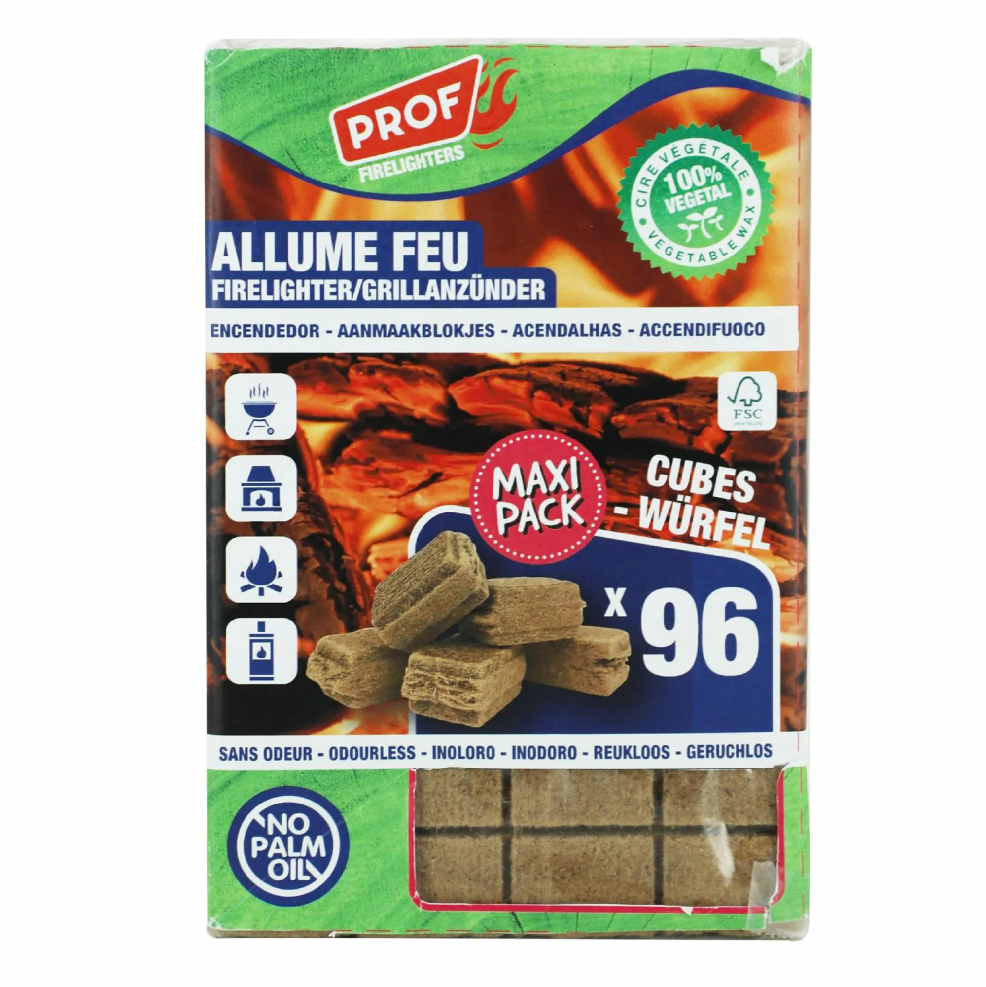 Barbecue Et Accessoires|Pique-Nique Et Camping|Stokomani 96 cubes allume feu en bois compressé végétal