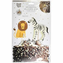 Vaisselle Jetable|Pique-Nique Et Camping|Stokomani 4 décorations de gâteau savane