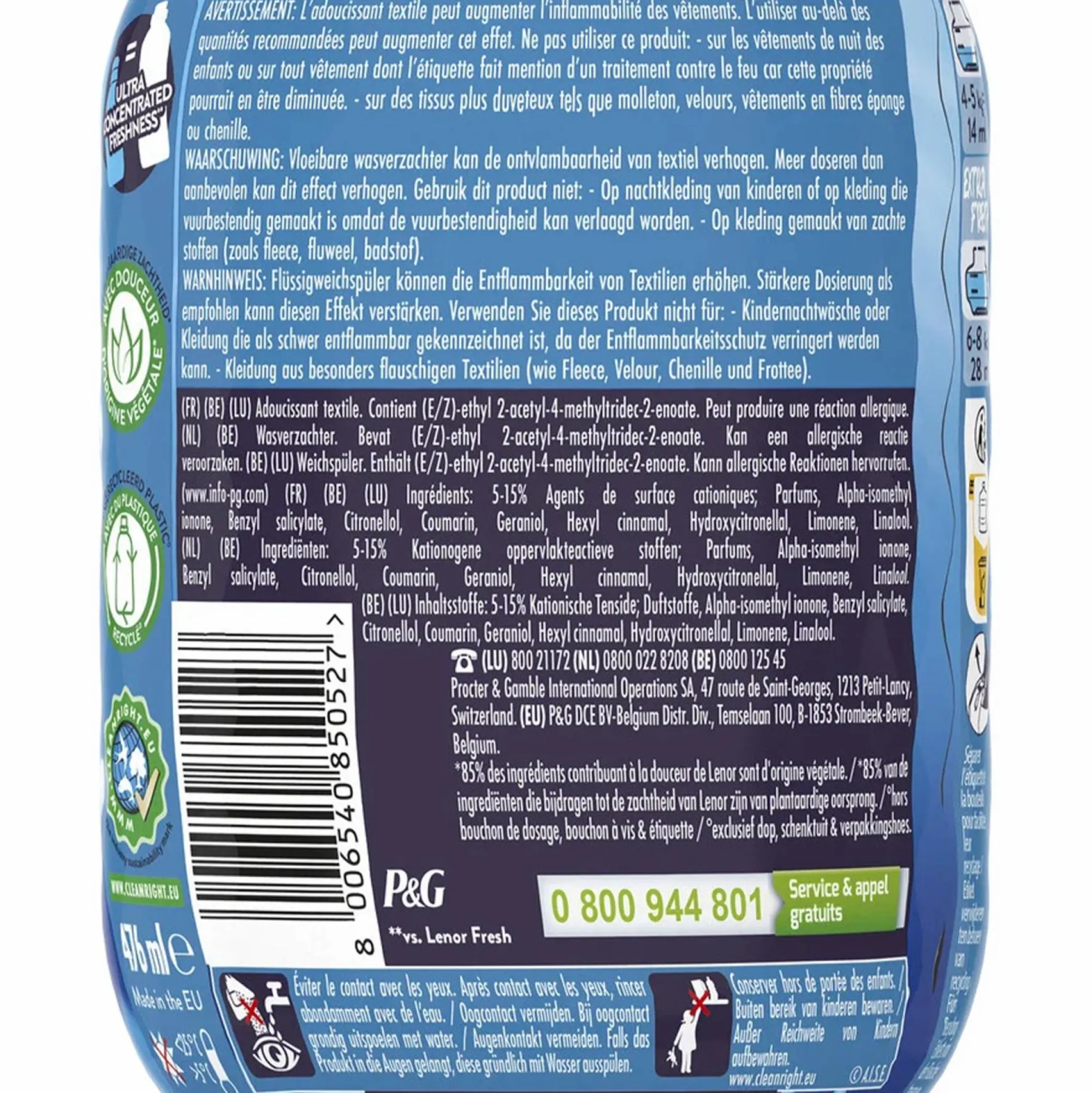 Entretien Du Linge|LENOR 34 doses adoucissant ultra concentré fraîcheur matinale