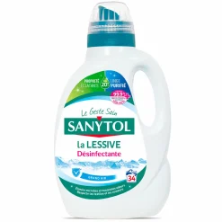 Entretien Du Linge|SANYTOL 34 doses lessive liquide concentrée désinfectantes fleurs blanches