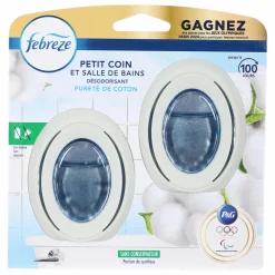 Produits Ménagers|FEBREZE 2 désodorisants petit coin et salle de bain pureté de coton