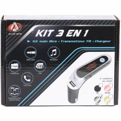 Accessoires Automobiles|ALLUR'AUTO 3 en 1 kit main libre + transmetteur FM + chargeur