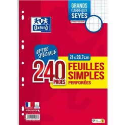 Papeterie Et Bureau|OXFORD 240 feuilles simples 21x29,7