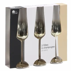 Vaisselle Et Service|DECLIC HOME 3 flûtes à champagne or
