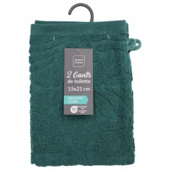 Linge De Bain|Salle De Bain Et Wc|Stokomani 2 Gants de toilette Madeira Emeraude