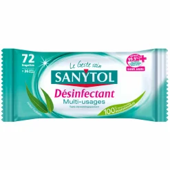 Produits Ménagers|SANYTOL 72 lingettes désinfectantes eucalyptus