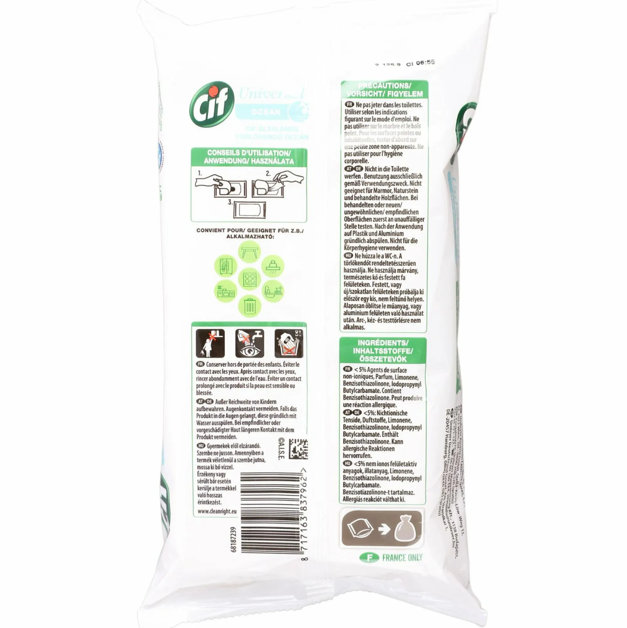 Produits Ménagers|CIF 60 lingettes multi-usages biodégradables