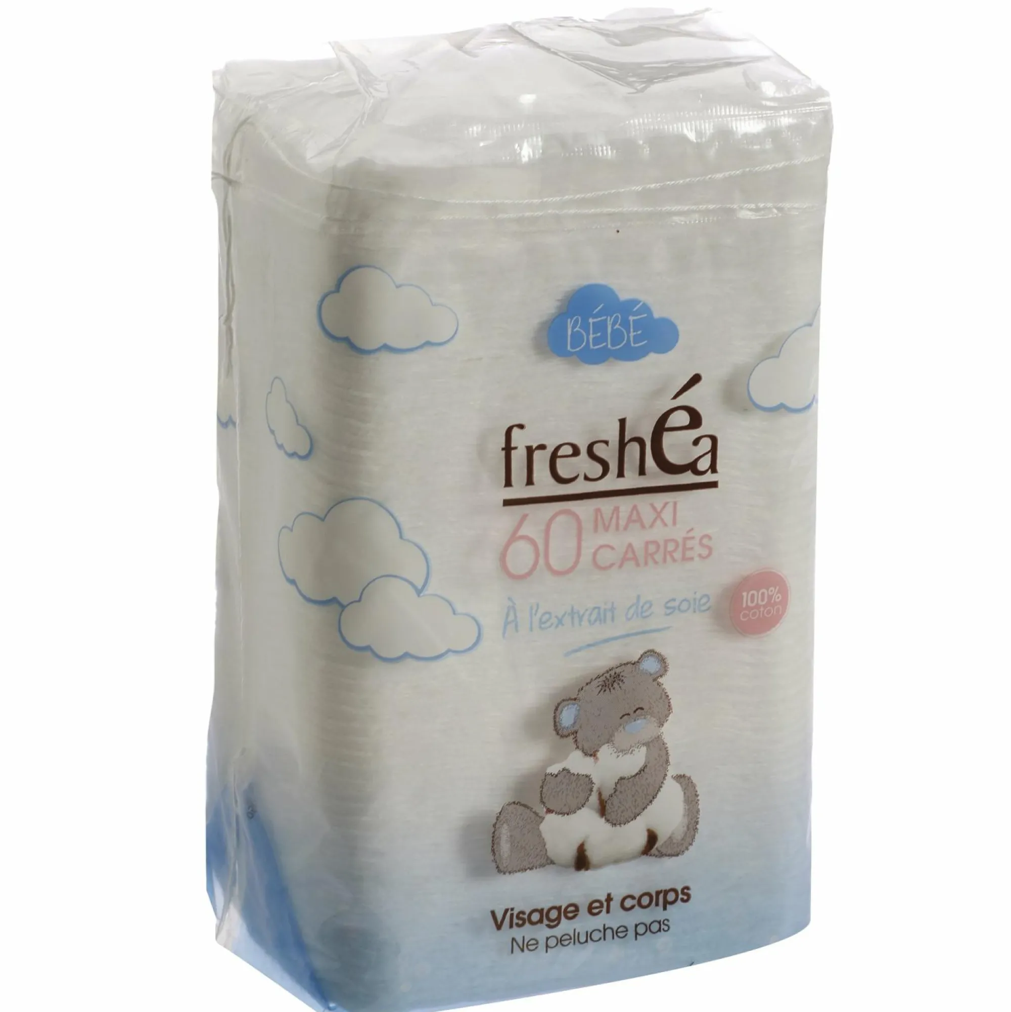 Hygiène|FRESHEA 60 maxi carrés de coton bébé