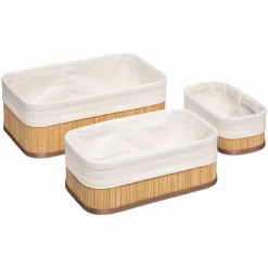 Rangement|FIVE 3 paniers rectangles bambou