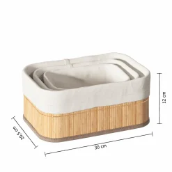 Rangement|FIVE 3 paniers rectangles bambou