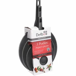 Cuisson Et Ustensiles|DELBO 3 poêles à induction effet pierre