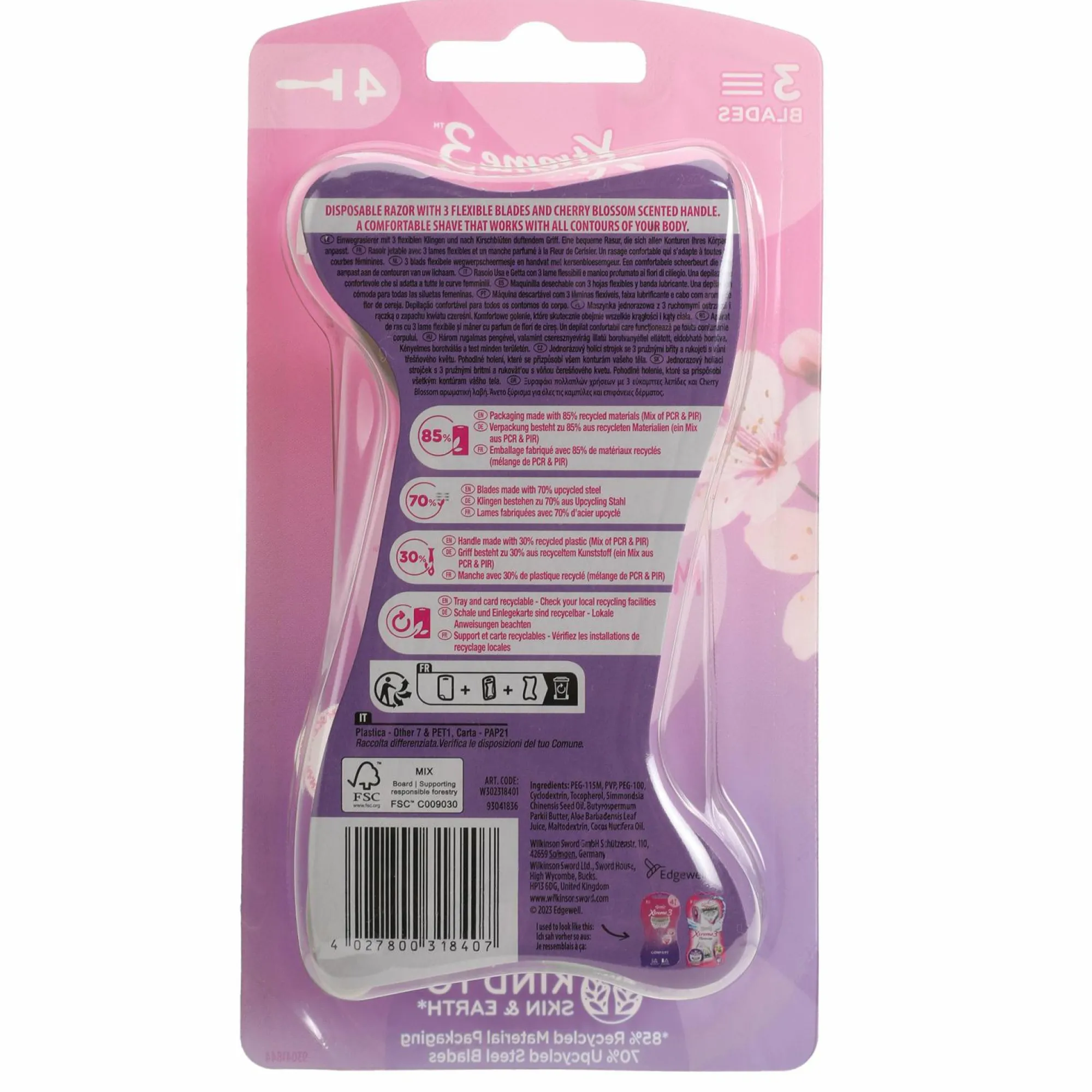 Hygiène|WILKINSON 4 rasoirs + 3 lames Xtreme 3 Beauty
