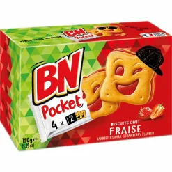 Épicerie Sucrée|BN 4 sachets de 2 biscuits à la fraise