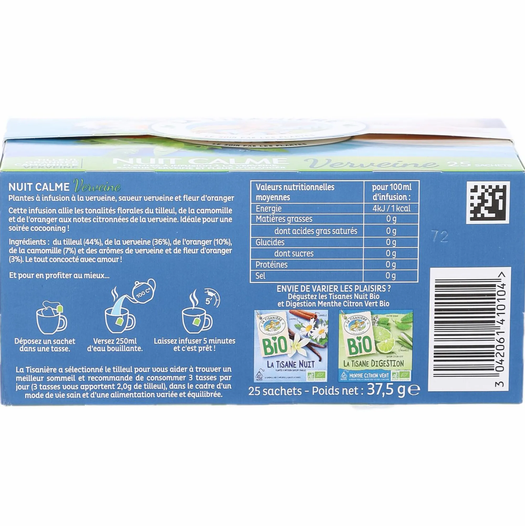 Boissons|LA TISANIÈRE 25 sachets infusion nuit calme verveine