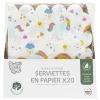 Vaisselle Jetable|Pique-Nique Et Camping|Stokomani 20 serviettes en papier arc en ciel licorne