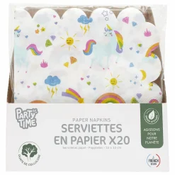 Vaisselle Jetable|Pique-Nique Et Camping|Stokomani 20 serviettes en papier arc en ciel licorne