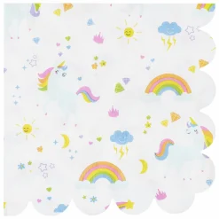 Vaisselle Jetable|Pique-Nique Et Camping|Stokomani 20 serviettes en papier arc en ciel licorne