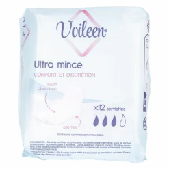 Hygiène|VOILEEN 12 serviettes hygiéniques ultra minces jour
