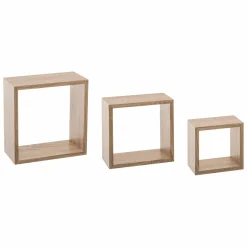 Mobilier|FIVE 3 étagères à fixer cube naturel