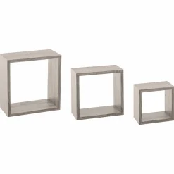 Mobilier|FIVE 3 étagères à fixer en cube grise