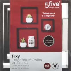 Mobilier|FIVE 3 étagères cube à fixer noir