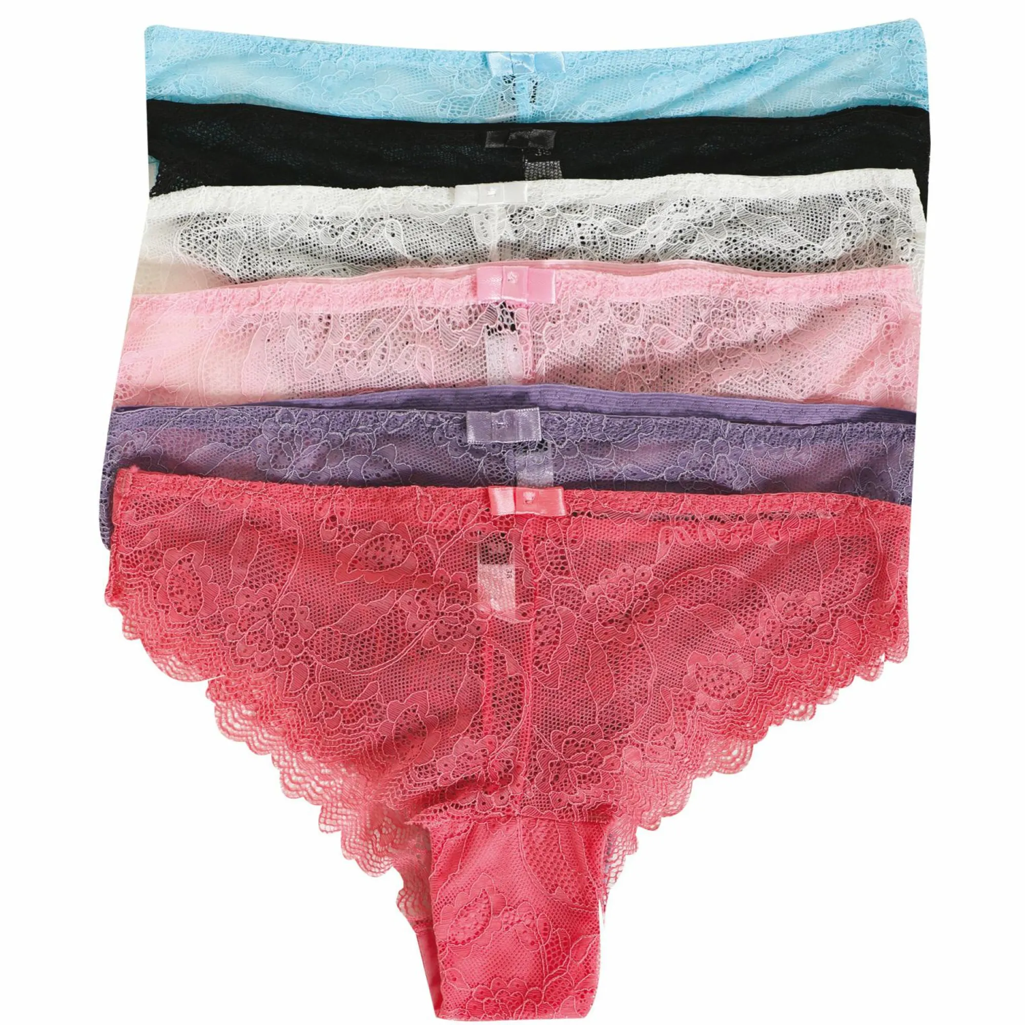Lingerie Et Vêtements De Nuit|LOLA 6 tangas en dentelle Multicolore}