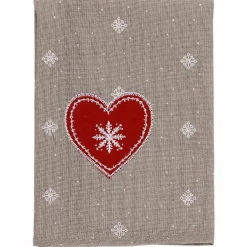 Linge De Cuisine|RUBAN BLANC 3 torchons cœur 45x65 cm