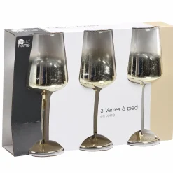 Vaisselle Et Service|DECLIC HOME 3 verres à pied or
