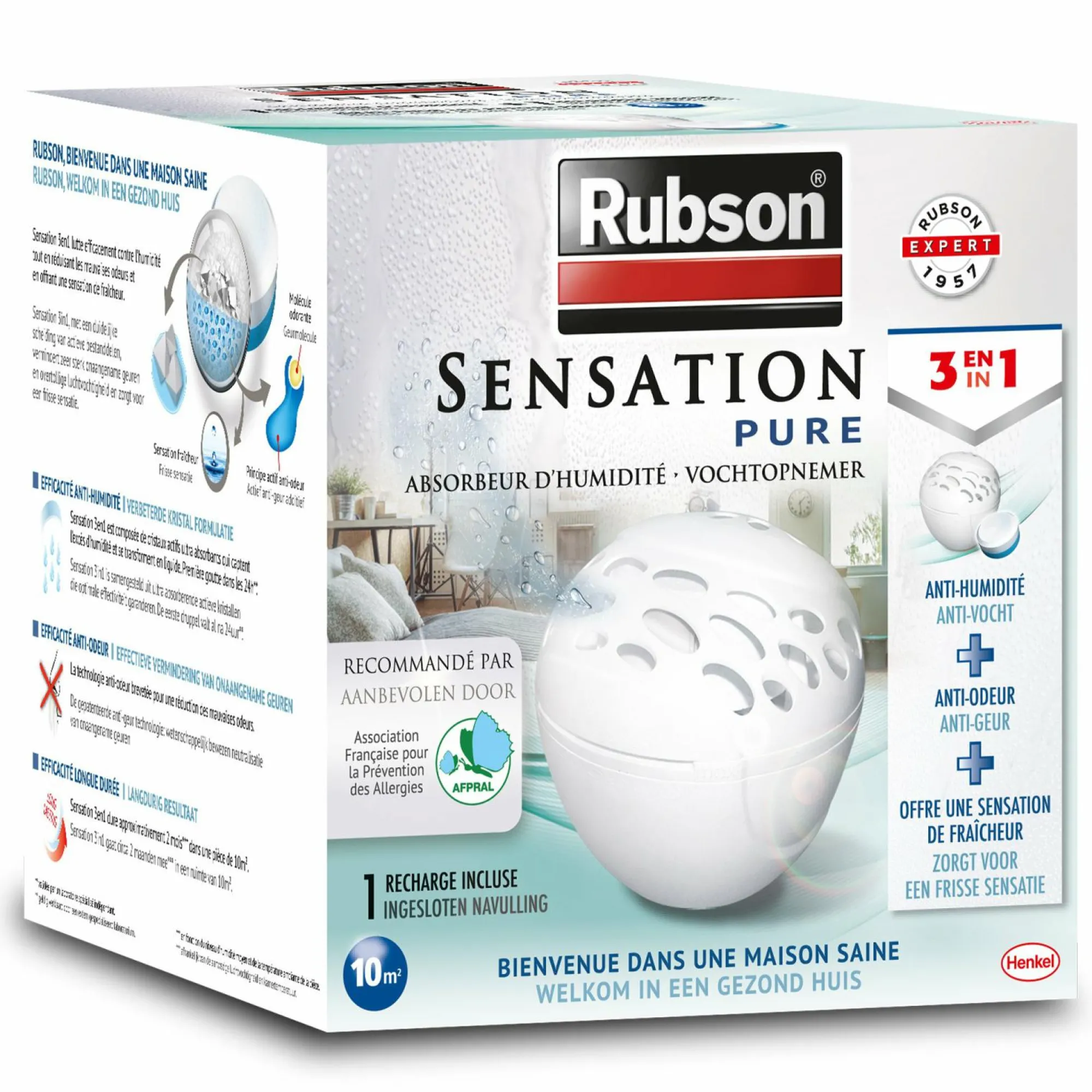 Outils De Bricolage|RUBSON Absorbeur d'humidité 3 en 1 + 1 recharge neutre
