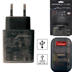 Hightech Et Multimédia|BE MIX Adaptateur prise secteur USB A et USB C