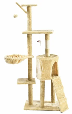 Animalerie|A TOUTES PATTES Arbre à chat beige 51x35x138 cm