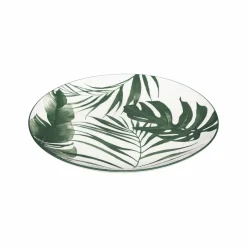 Vaisselle Et Service|SECRET DE GOURMET Assiette à dessert en porcelaine imprimé feuilles vertes 19cm