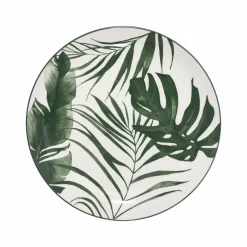 Vaisselle Et Service|SECRET DE GOURMET Assiette à dessert en porcelaine imprimé feuilles vertes 19cm