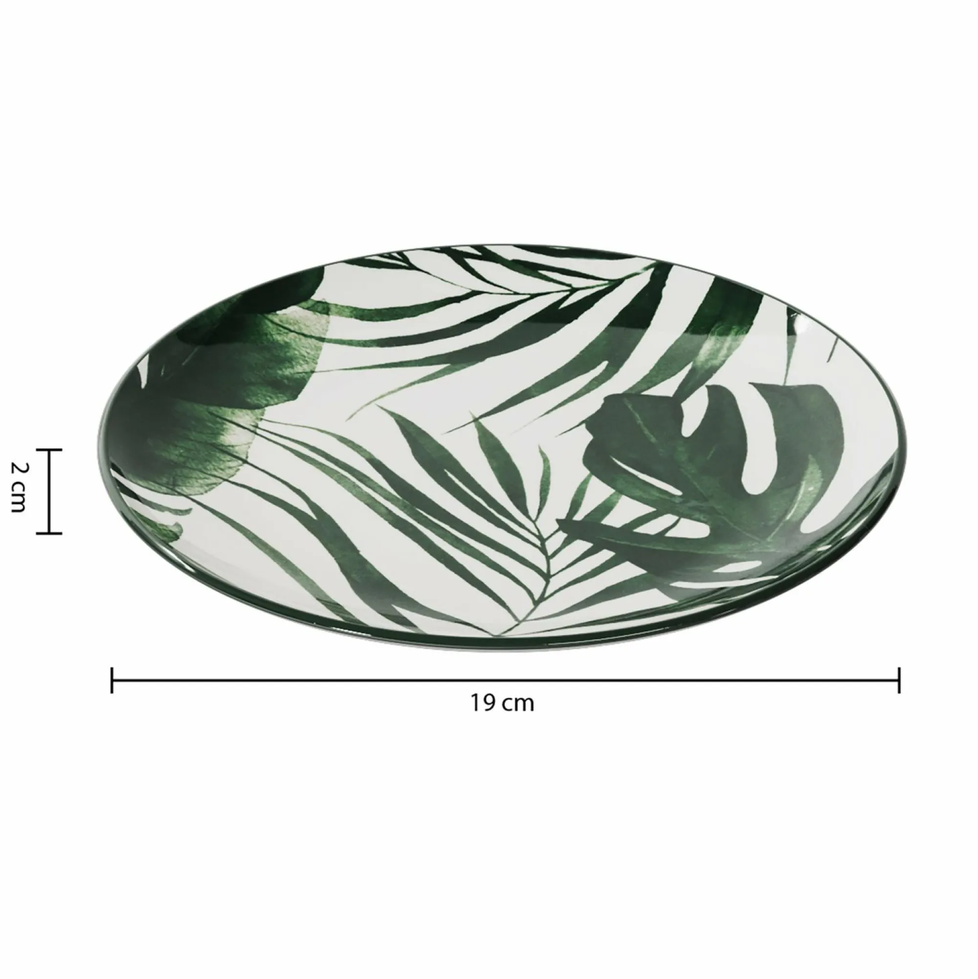 Vaisselle Et Service|SECRET DE GOURMET Assiette à dessert en porcelaine imprimé feuilles vertes 19cm
