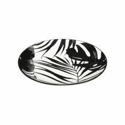 Vaisselle Et Service|SECRET DE GOURMET Assiette à dessert en porcelaine imprimé feuilles noires 19cm