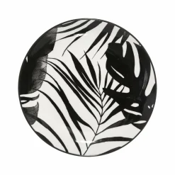 Vaisselle Et Service|SECRET DE GOURMET Assiette à dessert en porcelaine imprimé feuilles noires 19cm