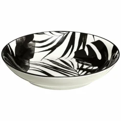 Vaisselle Et Service|SECRET DE GOURMET Assiette creuse en porcelaine imprimé feuilles noires 20cm