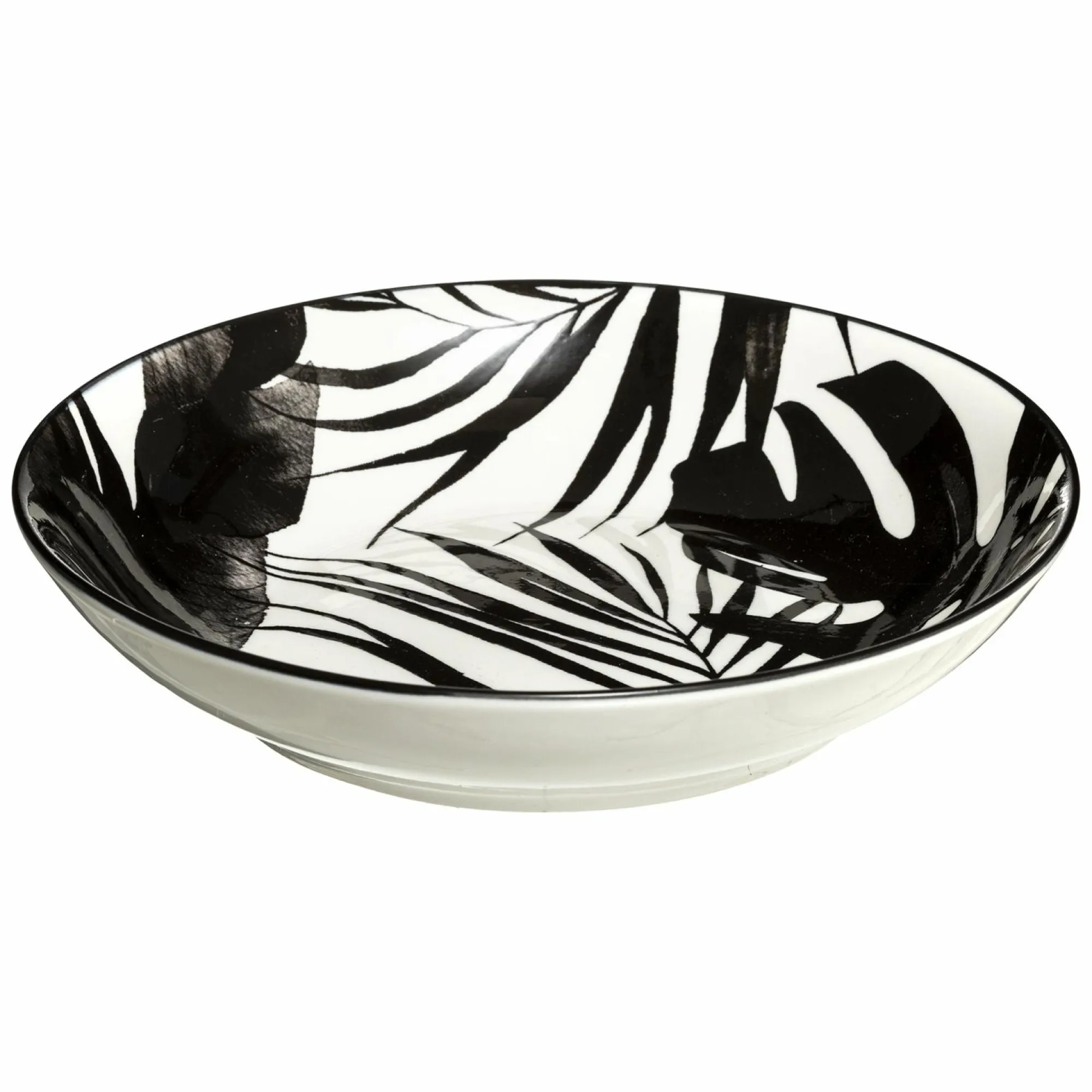 Vaisselle Et Service|SECRET DE GOURMET Assiette creuse en porcelaine imprimé feuilles noires 20cm