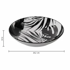 Vaisselle Et Service|SECRET DE GOURMET Assiette creuse en porcelaine imprimé feuilles noires 20cm