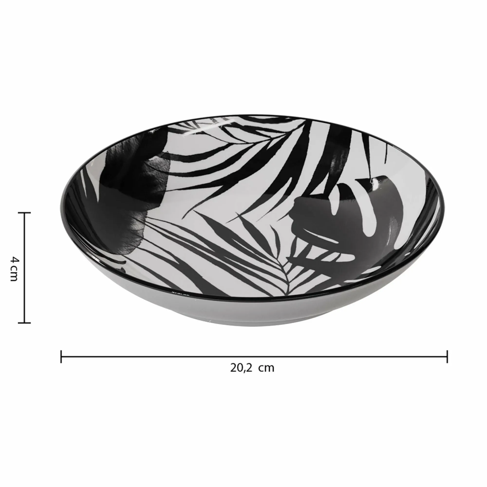 Vaisselle Et Service|SECRET DE GOURMET Assiette creuse en porcelaine imprimé feuilles noires 20cm