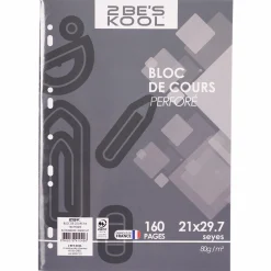 Papeterie Et Bureau|2 BE S KOOL Bloc de cours A4 160 pages perforées détachables
