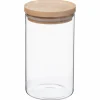 Conservation Et Rangement|FIVE Bocal en verre hermetique couvercle en bois 1L