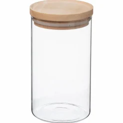 Conservation Et Rangement|FIVE Bocal en verre hermetique couvercle en bois 1L